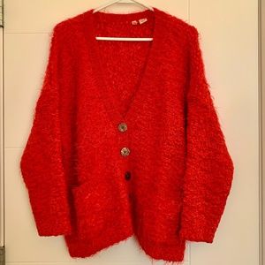 Moth Fuzzy Red Cardigan